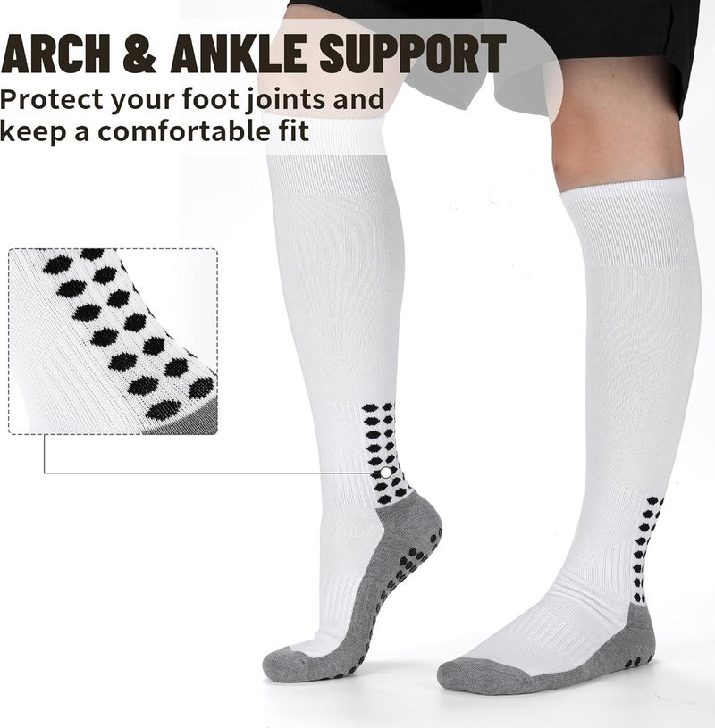 Regilt 3 Pairs Grip Soccer Socks Men Cushioned Non Slip Football Basketball Sports Socks Knee High Long Socks - Image 3